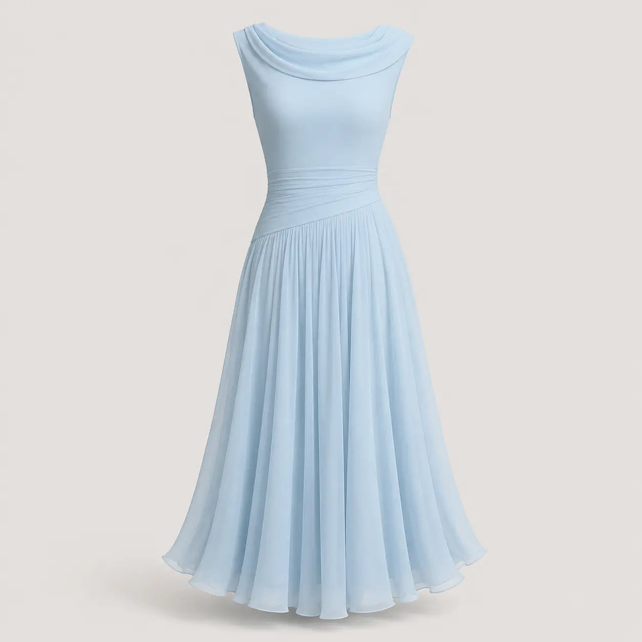Sleeveless Draped Midi Dress for Summer Occasions