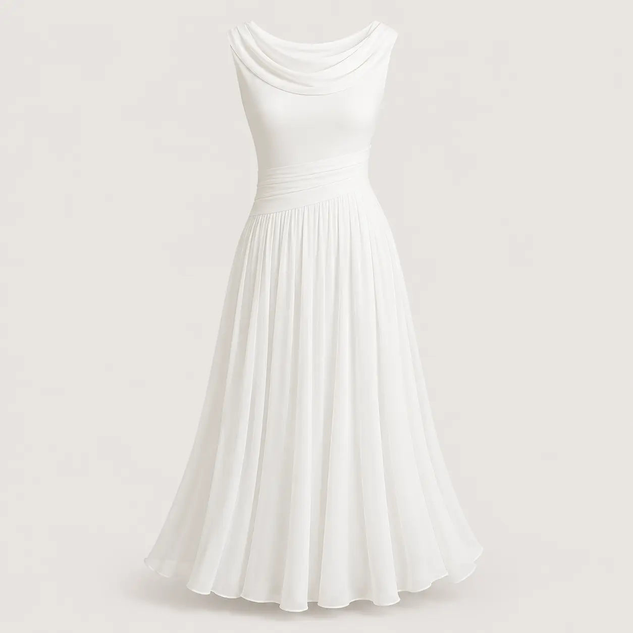 Sleeveless Draped Midi Dress for Summer Occasions