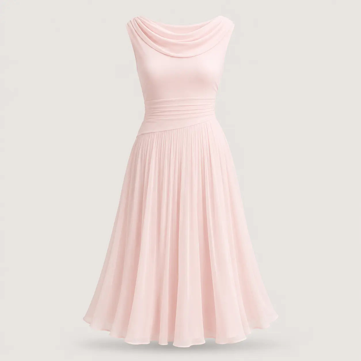 Sleeveless Draped Midi Dress for Summer Occasions