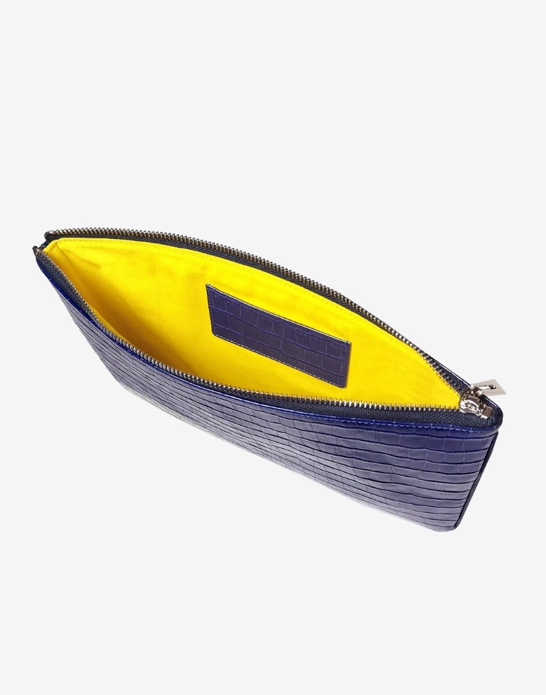 Crocodile Embossed Pouch | Navy