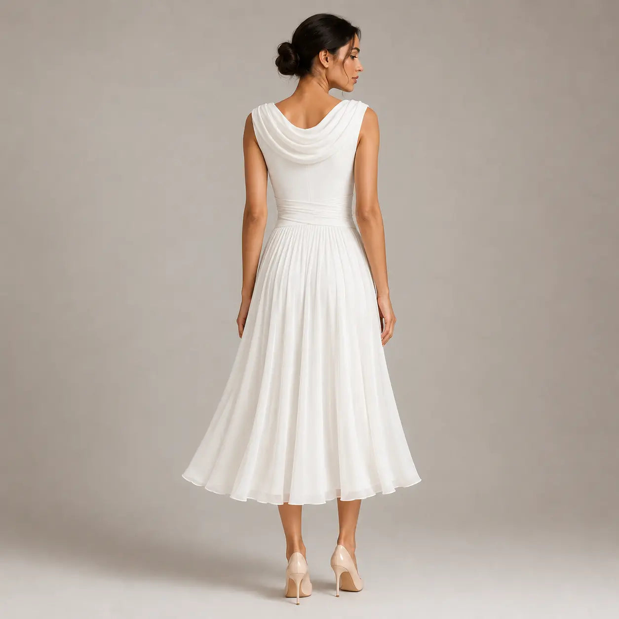 Sleeveless Draped Midi Dress for Summer Occasions
