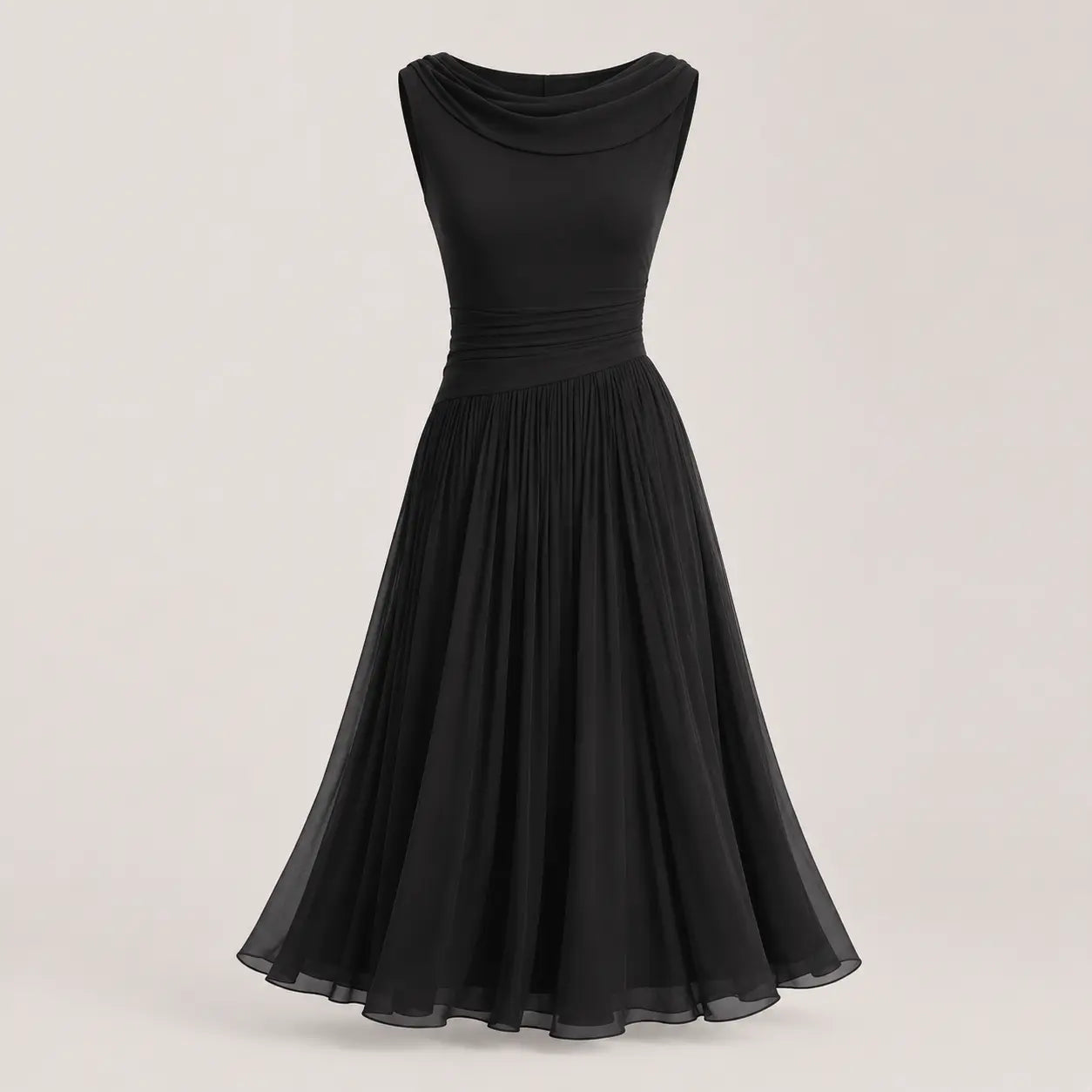 Sleeveless Draped Midi Dress for Summer Occasions