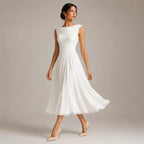 Sleeveless Draped Midi Dress for Summer Occasions