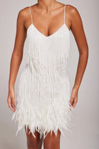 Women's Fringe Feathers Party Gala Cocktail Dress for Night Outs