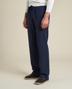 Straight Leg Linen Trousers | Navy